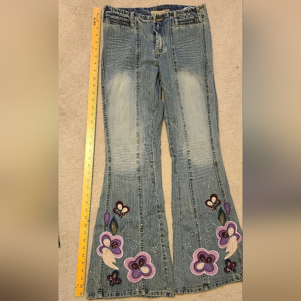 Crest Blue Denim Jeans with Brown Button